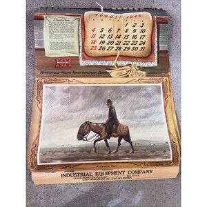Vintage 1946 Minneapolis Moline Advertising Calendar Los Angeles Farm Horses